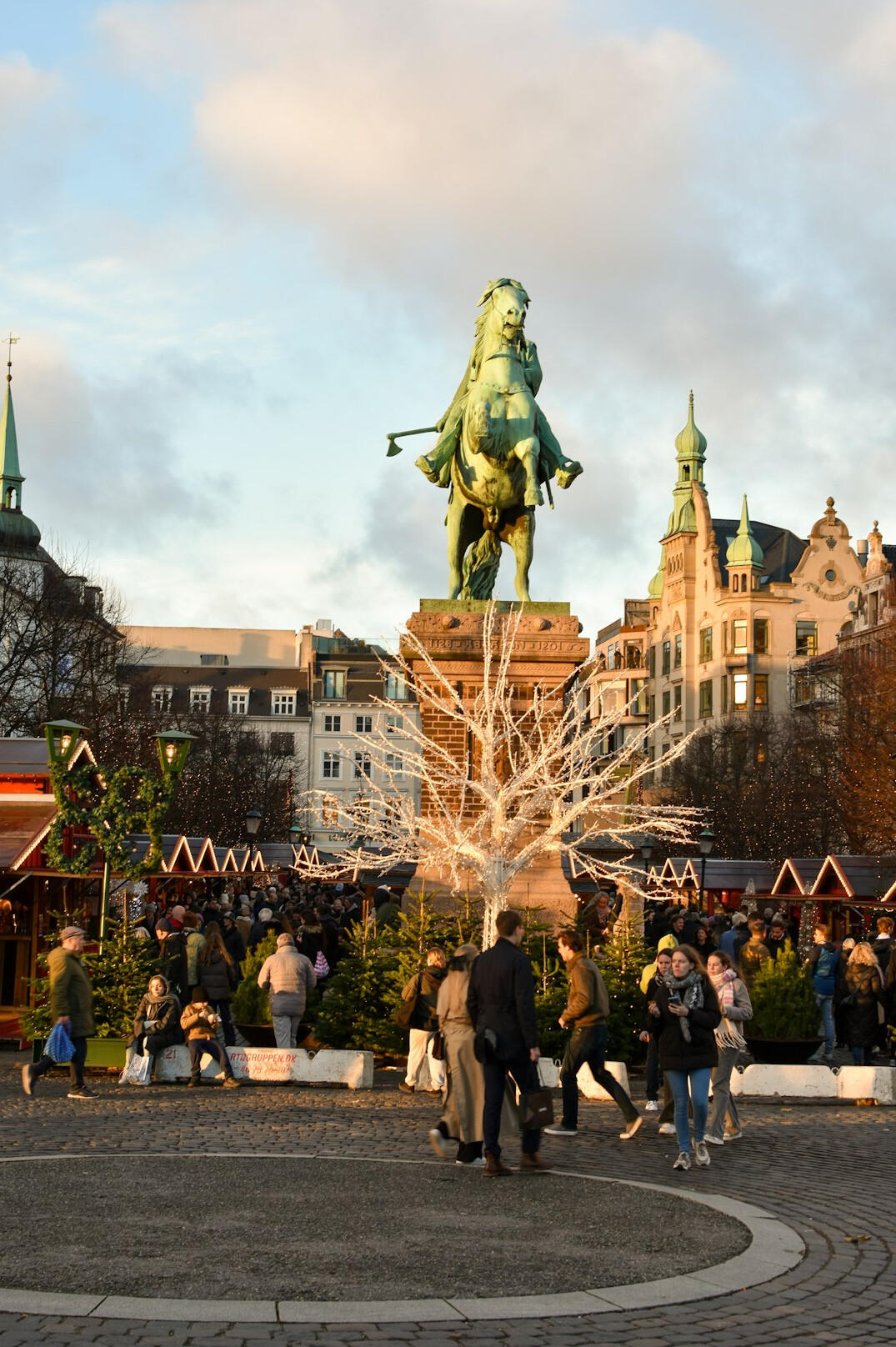 People queuing at an outdoor Christmas market in Denmark